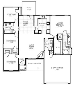 Floorplan Standard. 1,826sf New Home in Bixby, OK
